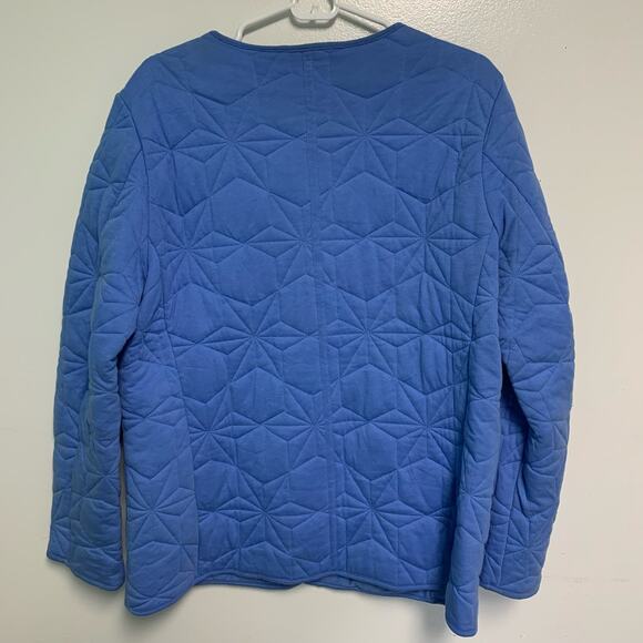 Lands’ End Periwinkle Blue Quilted Button Snap Coat Size Medium - Picture 3 of 8